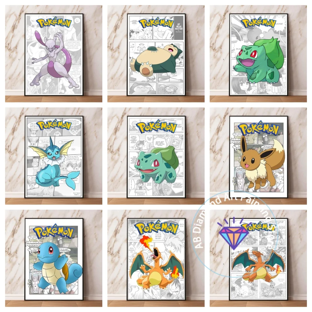

Comic Style Pokemon Mewtwo Charizard Characters Square Round AB Diamond Painting Kit 5D DIY Handmade Art Crafts Home Decor Gift