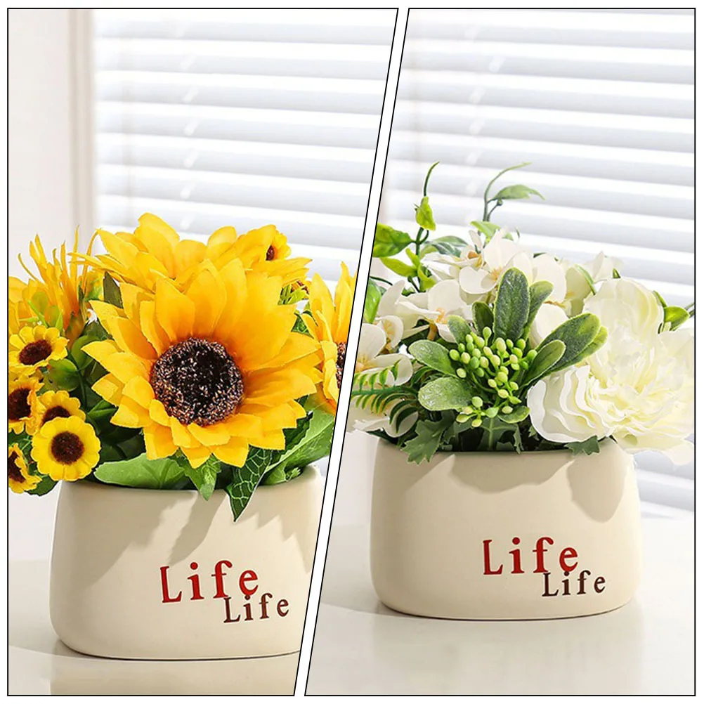 

2Pcs Artificial Fake Sunflower Potted Plants Faux Bonsai for Home Office Desk Decorative Plants Fake Small Plant