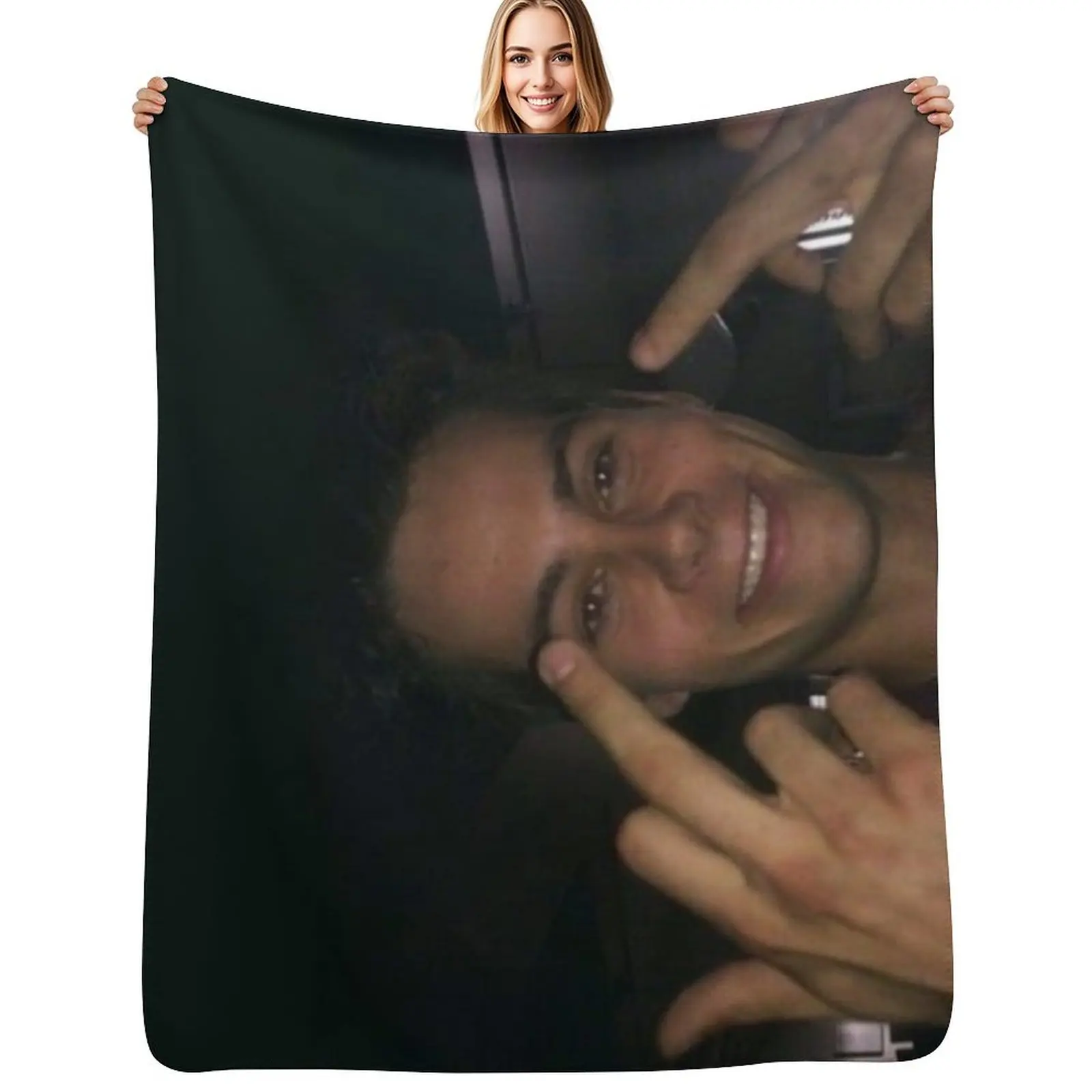 

dylan o’brien middle fingers Throw Blanket Retros Soft Plaid Beautifuls Bed Fashionable Blankets