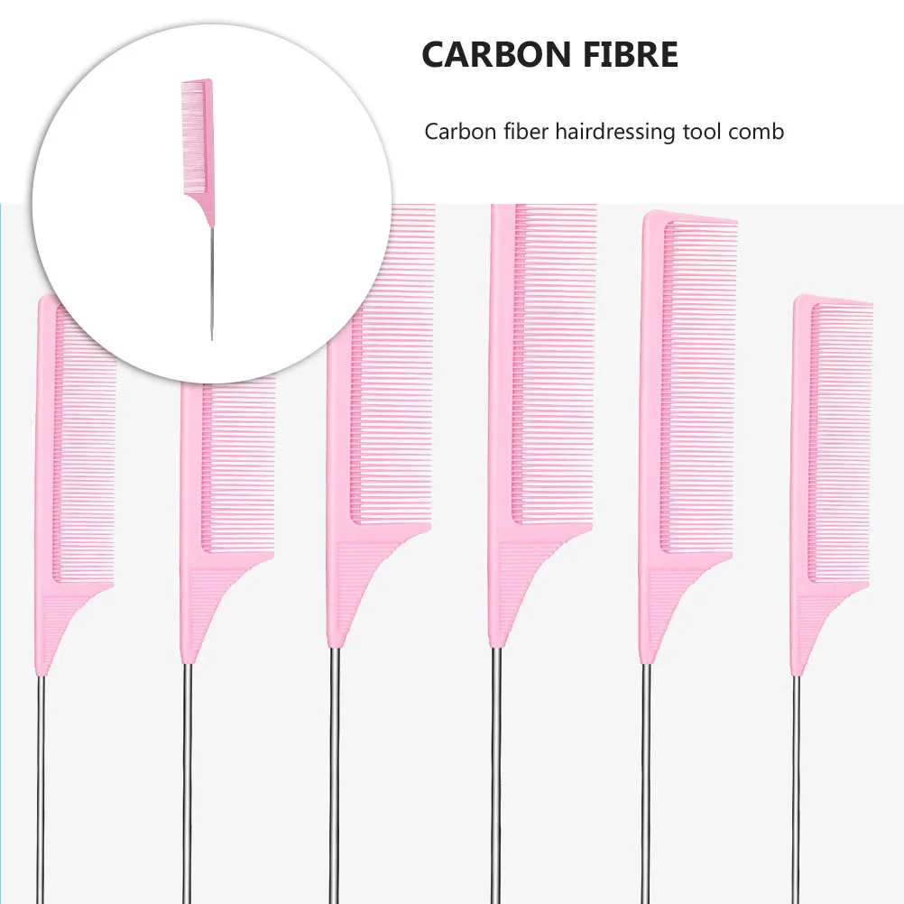 

2 pcs Stainless Steel Pintail Comb Carbon Fiber Hairdressing Tool For Salon Barber Home Use Smooth Lightweight Scalp Massage