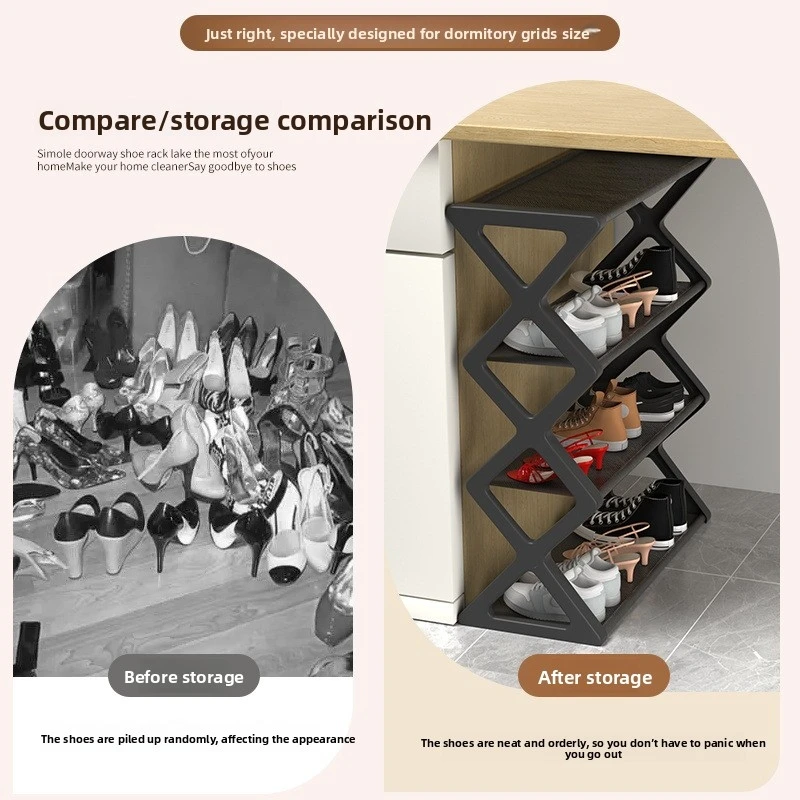 2.Creative X-shaped dust-proof shoe rack, a simple home shoe rack with seamless joints for space-saving storage image 4