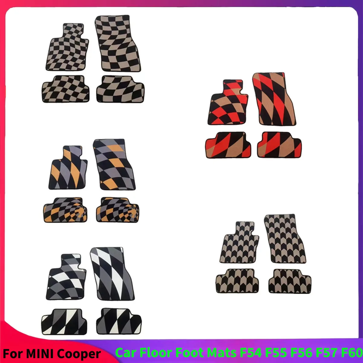 For MINI Cooper Left Hand Drive Car Floor Foot Mats F54 CLUBMAN F60 5 Doors F56 F57 3 Doors F55 Countryman Interior Accessories