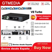 GTMEDIA V8 Turbo DVB-S/S2/S2X+T/T2/Cable TV Turner Satellite Receiver 1080P Full HD H.265 HEVC 10bit Built-in 2.4G WIFI Decoder