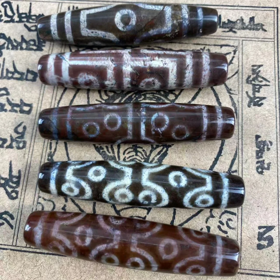 1bag/lot 70mm Xiangxiong cinnabar agate Dzi multi-eye pattern weathered patina Tibetan-style loose bead for bracelet necklace