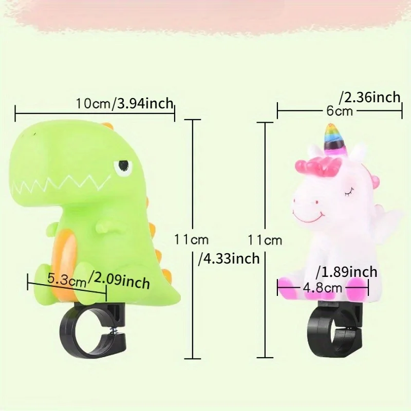 1Pc Cartoon Dinosaurs Unicorn Air Horn Children Balance Bike Scooter Bell Super Loud Bicycle Bell Bicycle Accessories