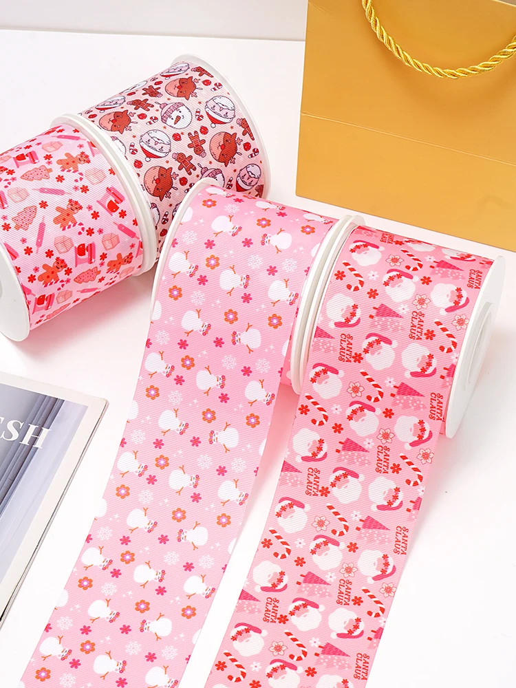 Christmas Day Ribbons  Grosgrain/Satin Ribbon Printed Ribbon For Crafts Decoration Bow 10Yards 72612