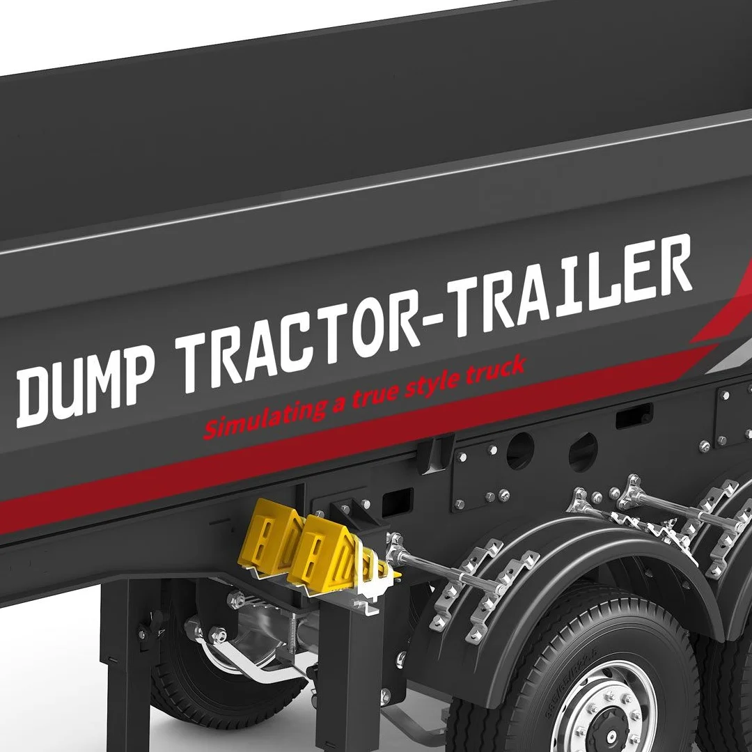 

Kabolite 1/14 Metal 3Axles Remote Control Electric Lifting Semi Trailer Dumper for RC SC 770S Tractor Truck 100 Battery Charger
