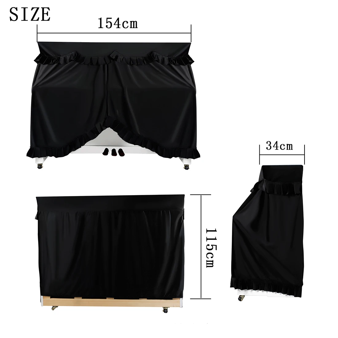 KC-105 88 Keys Upright Piano Dust Cover Velvet Full Piano Drape Portable Non-woven Rust-proof Storage Bag for Piano Protection
