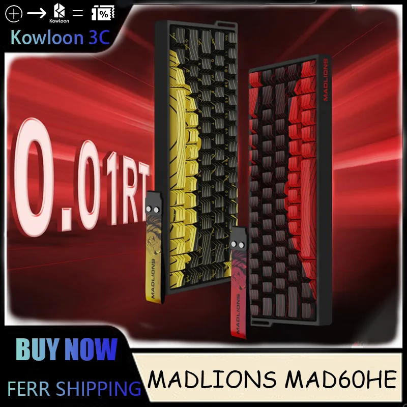 MADLIONS MAD60HE 68he Mechanical Keyboard Gaming 60he Clavier Blanc Wired Low Latency Magnetic Switch Hot Swap 8000Hz  8K White