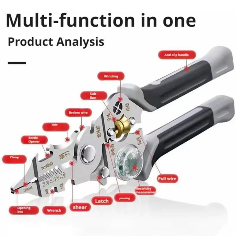 10 في 1 سلك متجرد عدم الانزلاق ذكي قياس الكهرباء كماشة قابل للتعديل دائم مؤشر الجهد أداة كهربائي #6