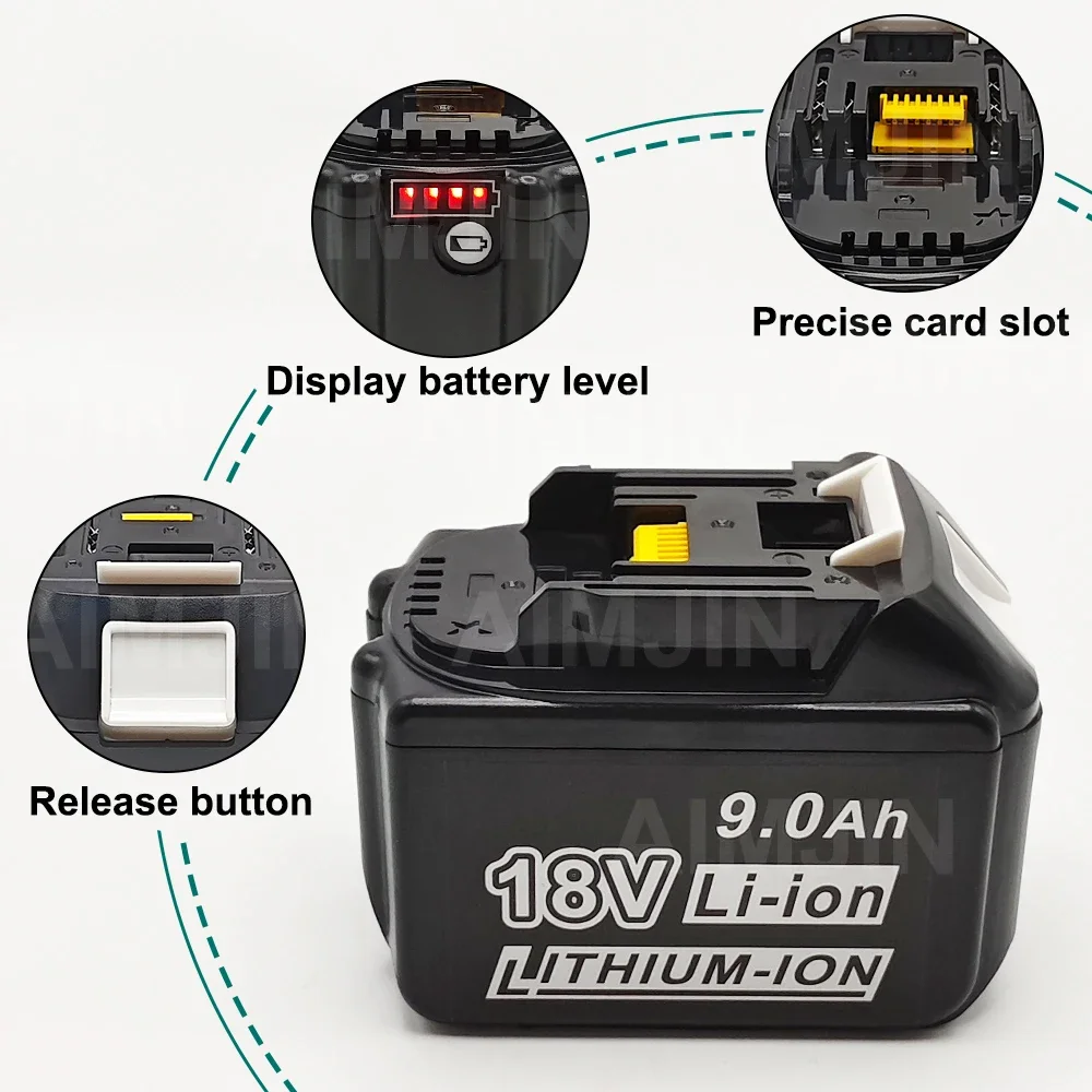 

for Makita 18V Battery 9000MAH BL1830B BL1850B BL1840 BL1860 BL1815 Replacement Lithium Battery