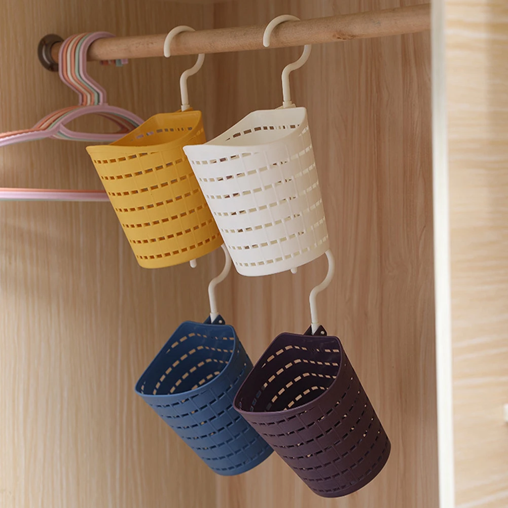 4pcs Hanging Storage Basket Rotatable Wall Mounted Bathroom Kitchen Organizer Drain Baskets For Home Use Sundry Container Shower