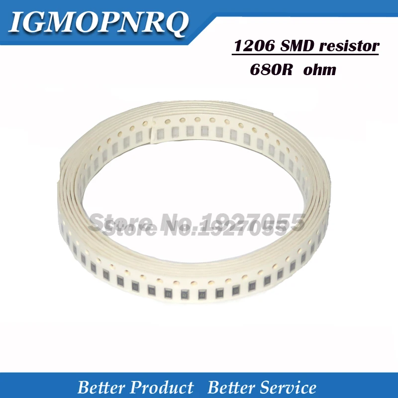 100PCS 1206 680R SMD Resistor error  680 ohm chip resistor 0.25W 1/4W 680R 681  SMD Resistor new