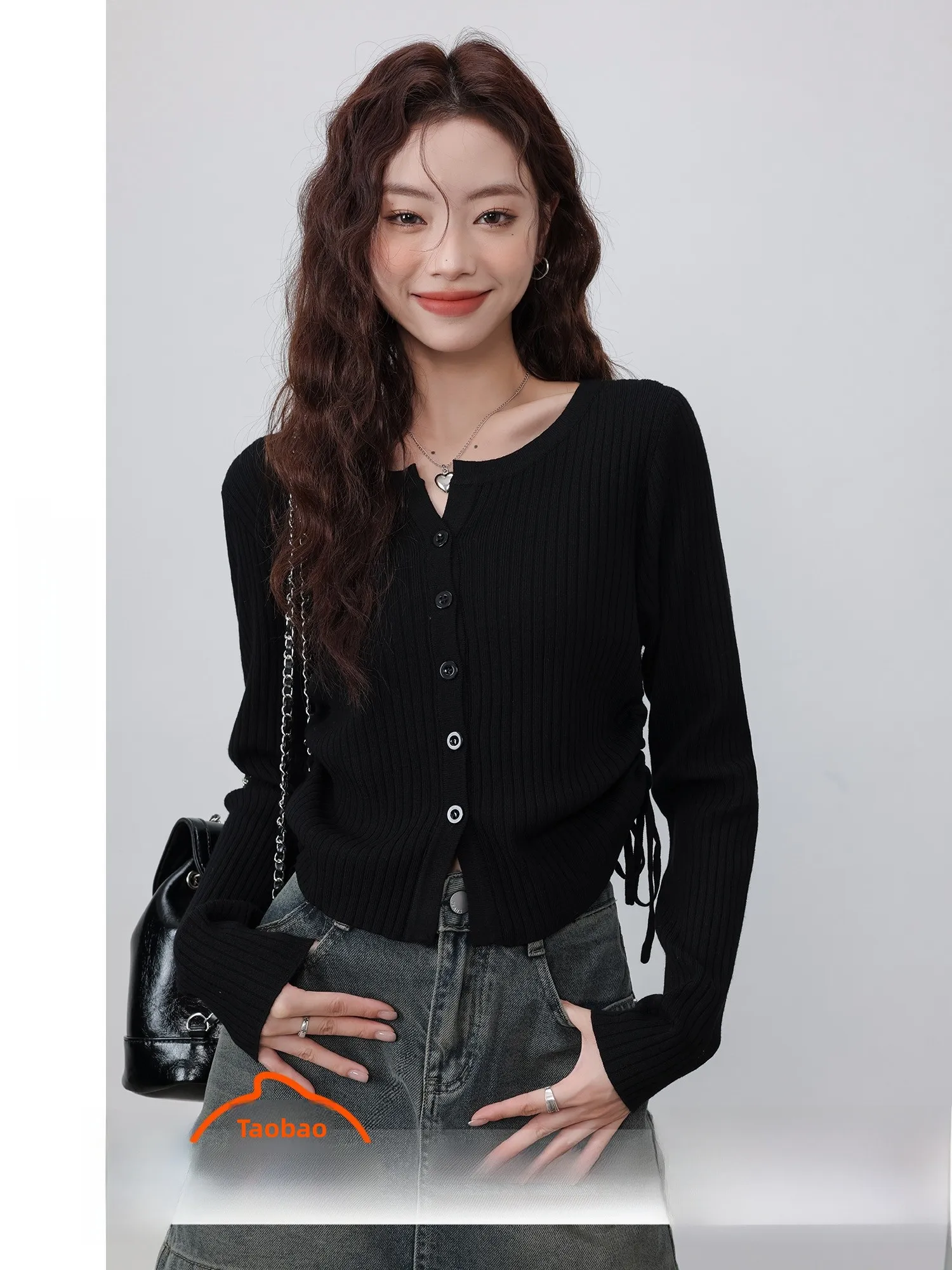 

Bla Knitted ort Cardigan Women's Retro Design Casual Sle Polyester Fiber Long Sve Low round Ne Button Closure irt