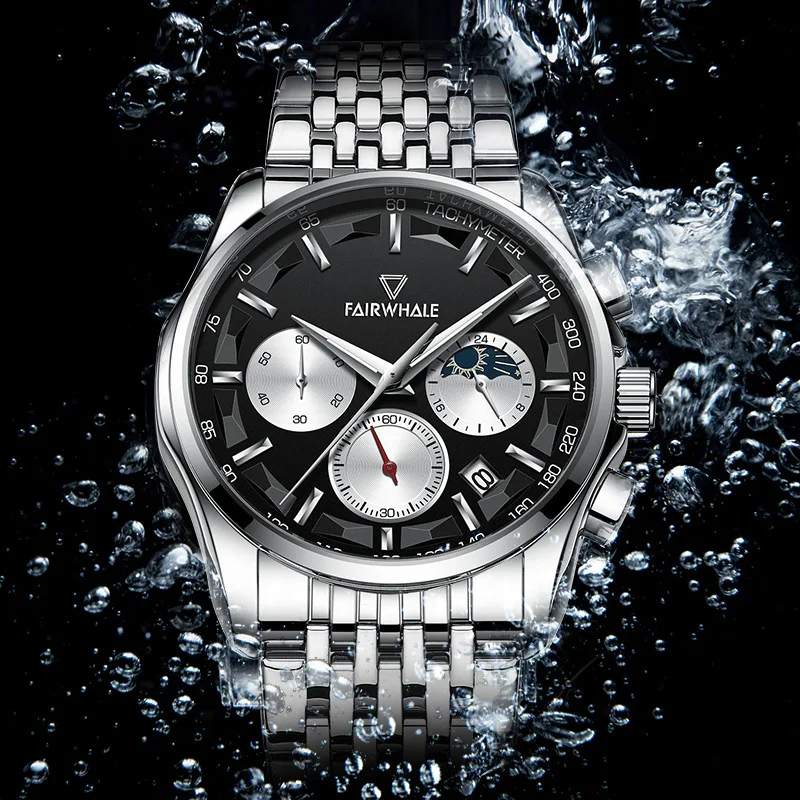 Mark Fairwhale 5360 New Men's Watches Luxury Quartz Watch For Men Automatic Date Moon Phase Chronograph Wristwatch