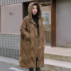 Women's Oversized Hooded Puffer Parkas, Long Coats, Vintage, Thick, Warm, Windproof, Chic, Winter