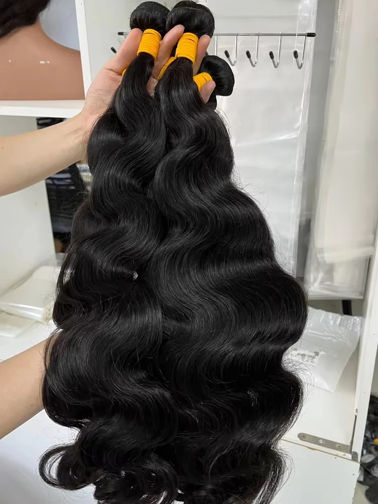 30～40インチ ボディウェーブ人毛束 100%ブラジル産未加工1/3/4束 女性用 12A 厚手ナチュラルウォーターウェーブ セール