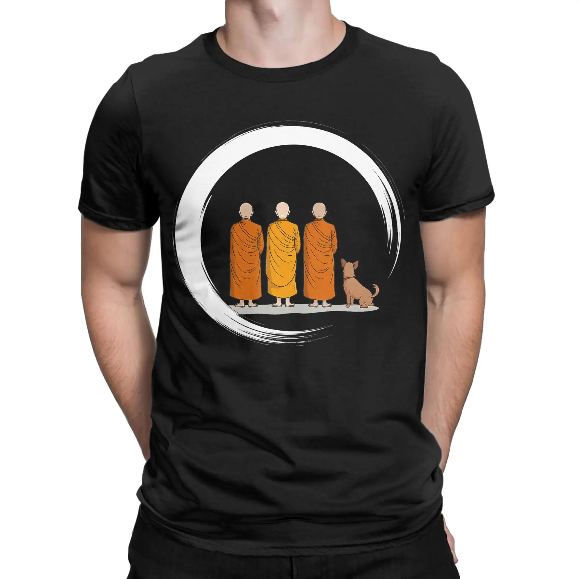 Men's T-Shirts Peace Walking Monks Minimalist Zen Art Fashion Pure Cotton Tees Short Sleeve  T Shirts Crewneck Tops Party