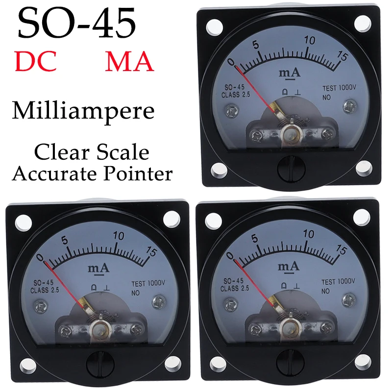 1 Stuk 2.5 Nauwkeurigheid Dc 0-100ma Ampèremeter So-45 Klasse Ronde Analoge Paneelmeter Zwart 1 Stuk 2.5 Nauwkeurigheid DC0-10mA 0-100ma Ampèremeter