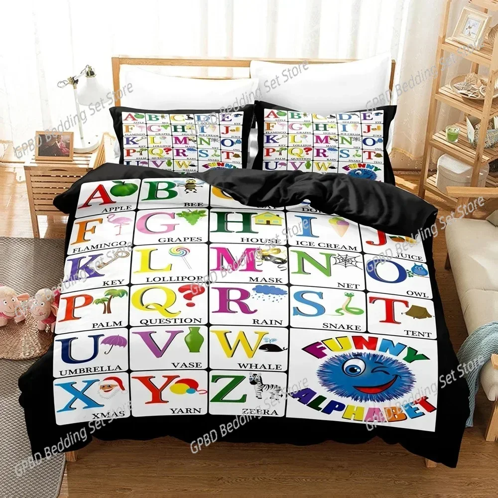 Alphabet Lore Bedding Set 3D Printed Suitable for Bedroom Duvet Cover Set With Pillowcases Kids Home Textile