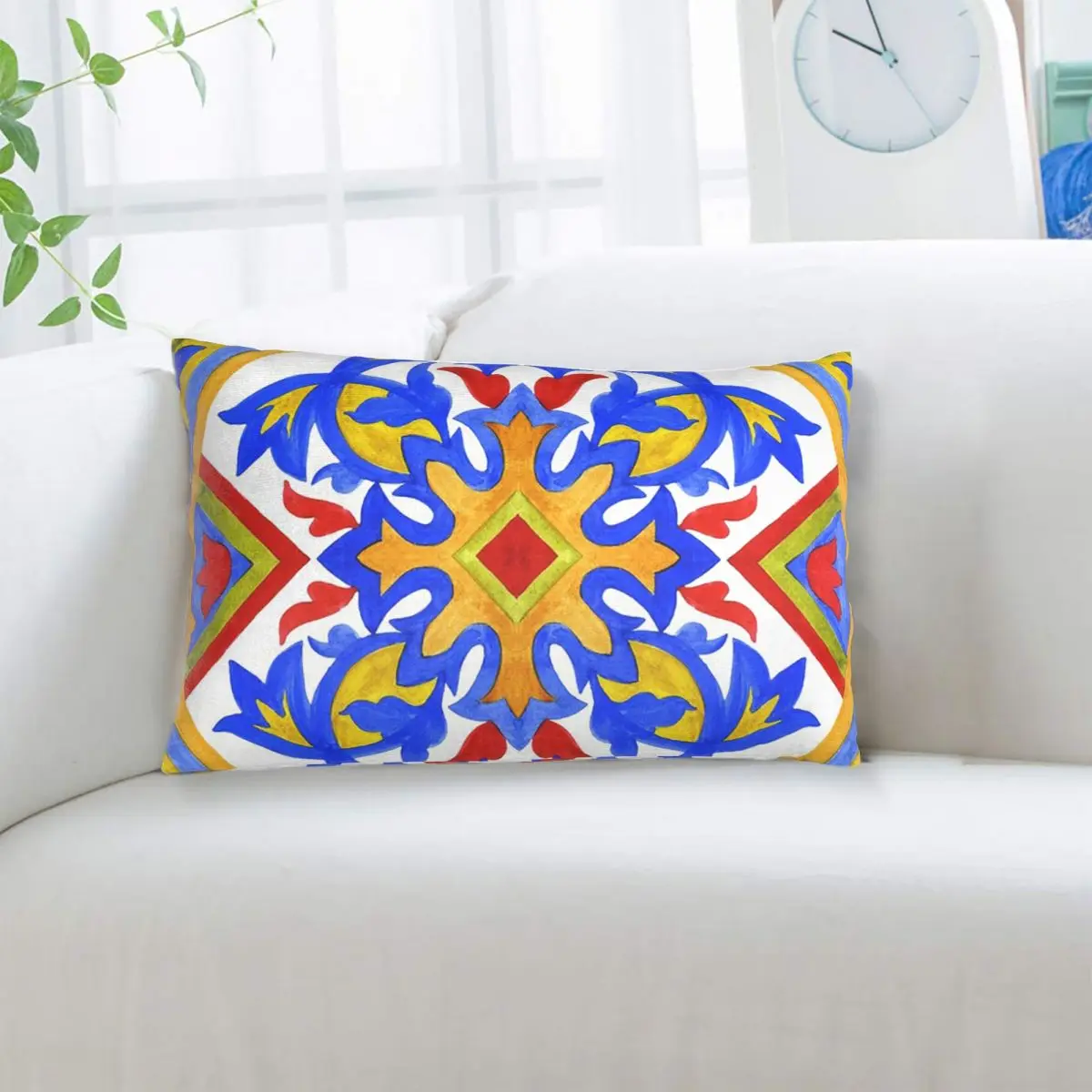 Portuguese Azulejo Tiles Rectangle Pillowcase Cushion Cover Decorative Bedroom Bed Home Comfort Throw Pillow