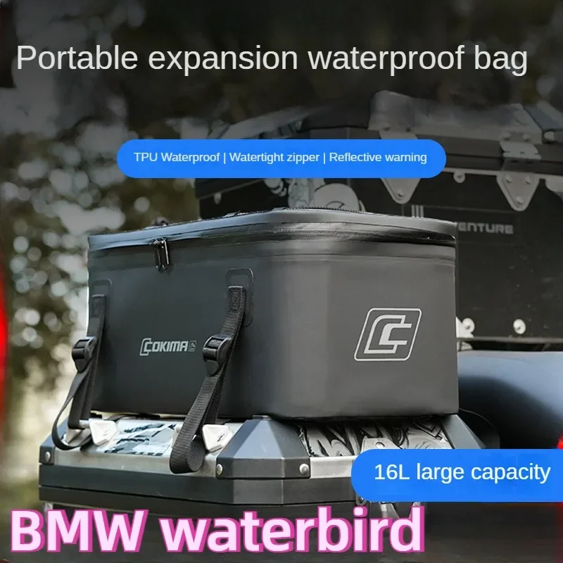 For BMW Waterbird Motorcycle Aluminum Alloy Side Box Extension Package Storage Bag Quick Detachable Waterproof Saddlebag