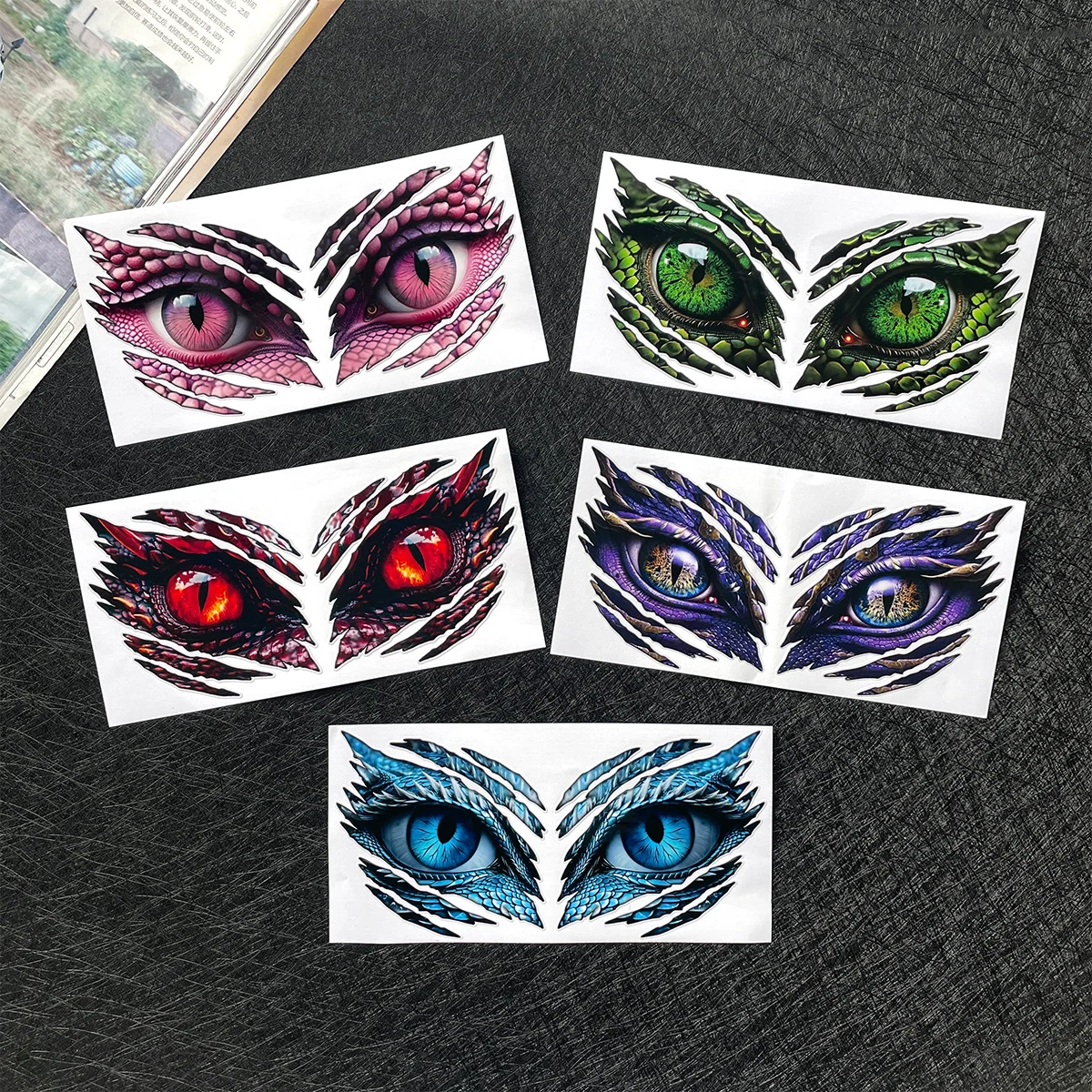 1 Pair Monster Eyes Motorcycle Stickers Moto Scooter Body Windshield Fairing Helmet Fuel Tank Top Case Vinyl Decals Accessories