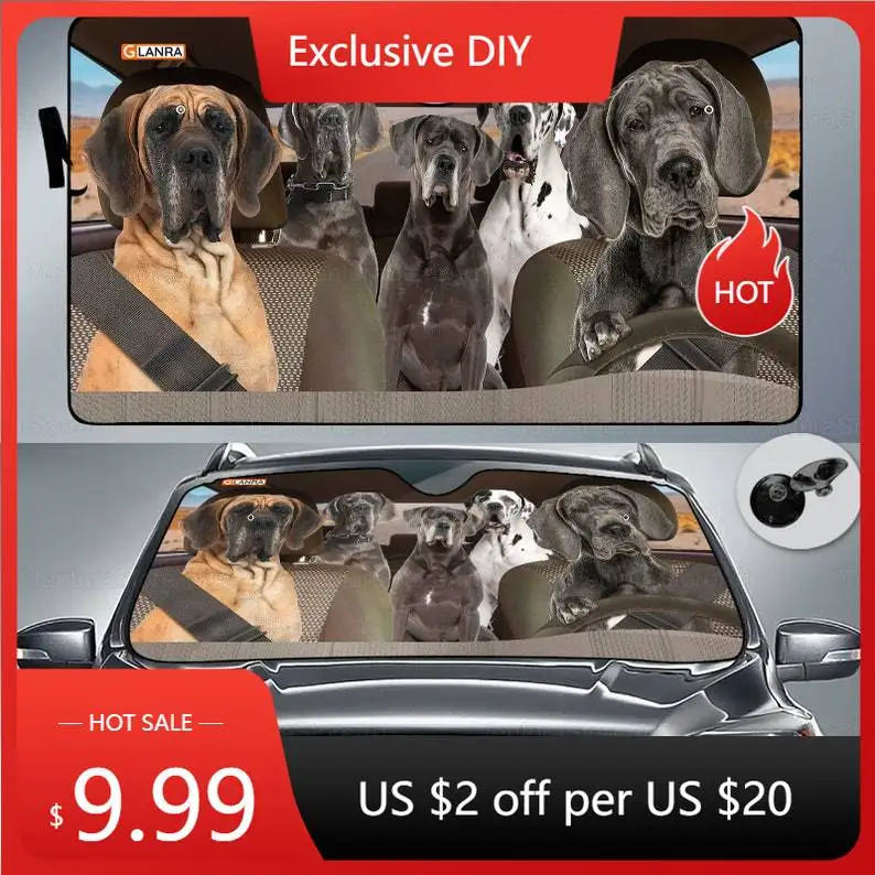 

Great Dane Family Car Sunshade, Great Dane Auto Decor Screen, Dog Sunshade For Auto, Great Dane Car Decoration, Great Dane Lover