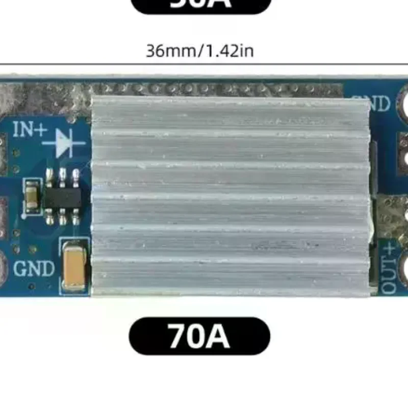 50A/70A High-Current Ideal Diode Module DC 4–90V Wide Voltage Range Solar Anti-Reverse Protection Board
