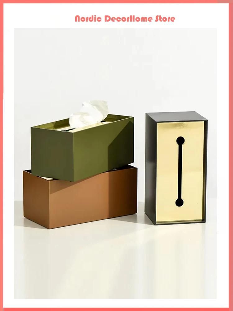 

Nordic Home Decoration Tissue Box Holder Wrought Metal Iron Tissue Box Cover Desk Organizer Tissue Boxes Napkin Paper Dispenser