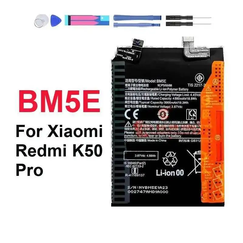 For Xiaomi Redmi K50 Pro 5000Mah BM5E Mobile Phone Battery Long Lasting