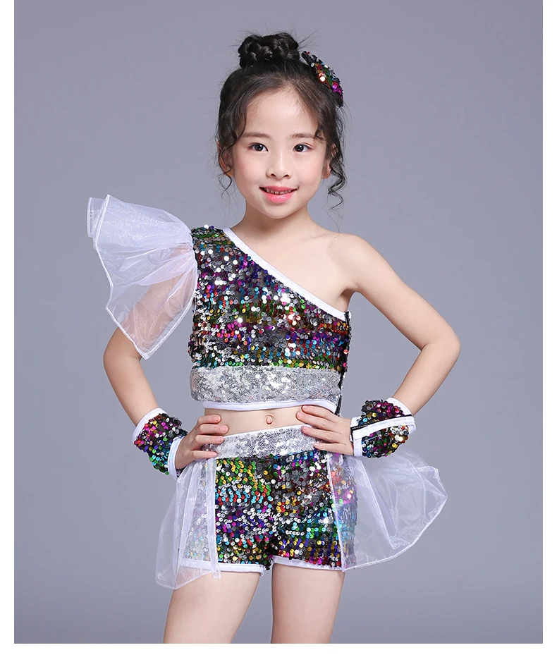 New Children's Cheerleading Drum Show Jazz Hip Dance Kids Girls Streetwear Hip Hop Jazz Stage Fashion Show Dance Clothing