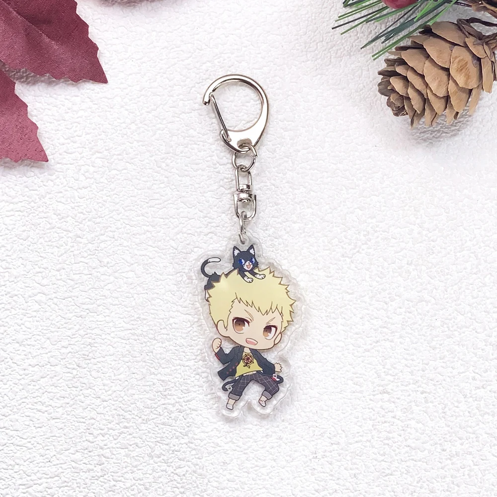 1/8Pcs Anime Figures Persona 5 Car Keychain Accessories Acrylic Cute Charms Pendant For Bag Funny Key Holder Backpack Decoration