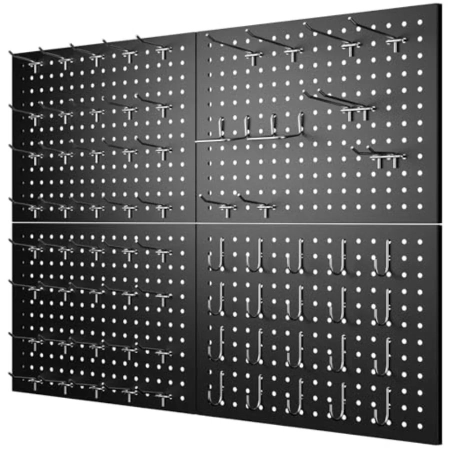 

Настенный органайзер из 74 элементов: 4 металлические панели-перфорированные доски с 70 крючками, размеры 32x24 дюйма или 64x12 дюймов, для стен, гаража, мастерской