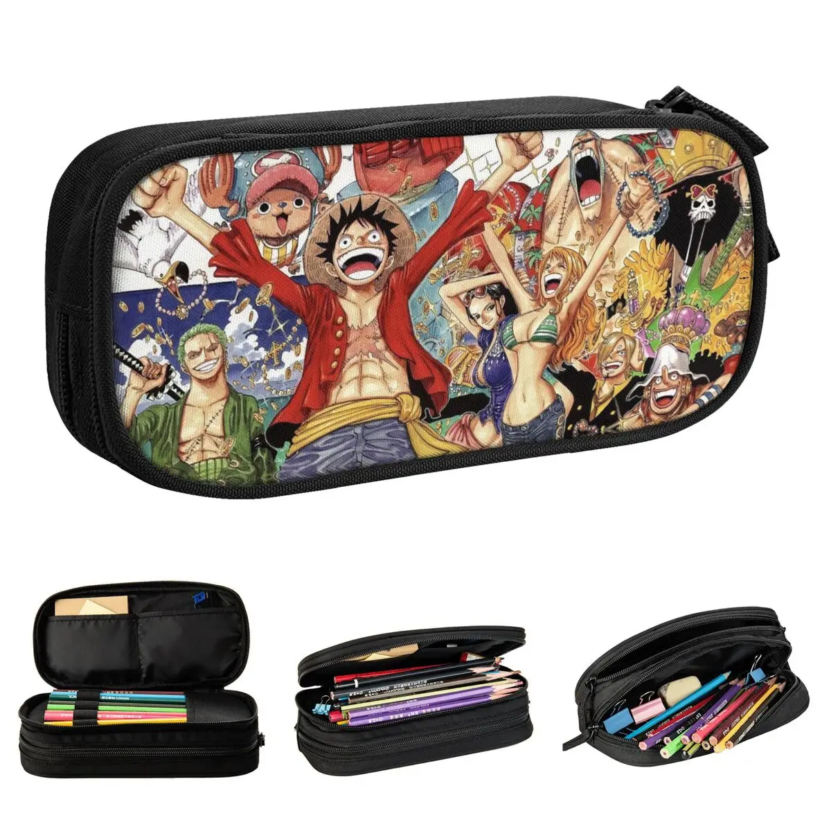 

Luffyed Zoros Choppers Anime Pencil Cases Cute Pen Box Bags Kids Big Capacity School Supplies Zipper Pencilcases