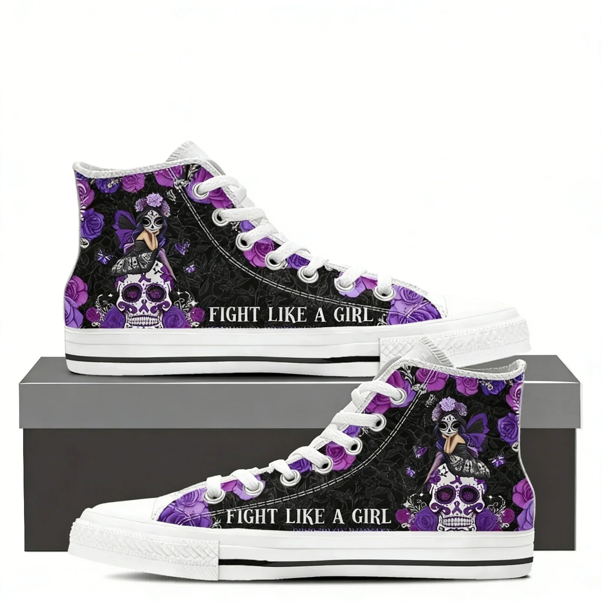 

I Will Stab You Nurse Skull EMT Print Black Canvas Shoes Large Size For Men Male Casual Gothic Style Walking Sneaker