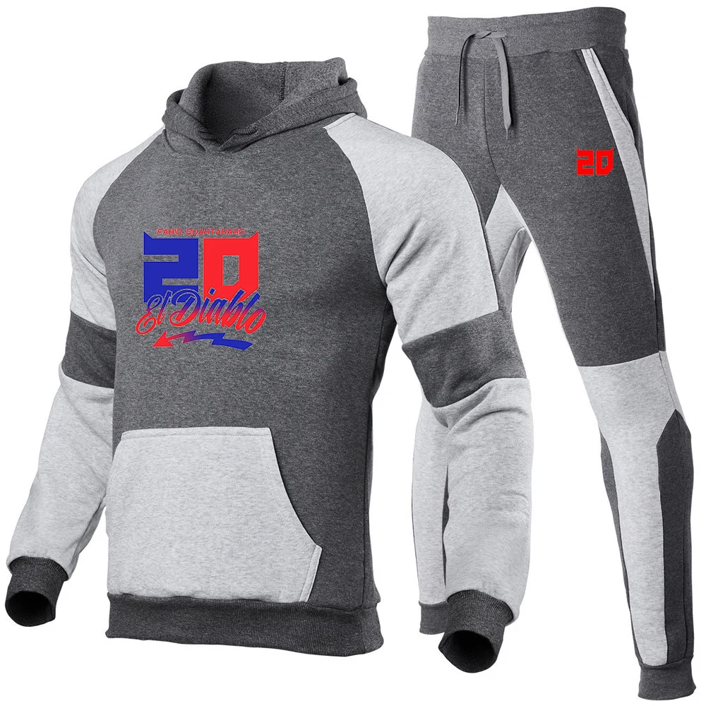 

2026 Fabio Quartararo Motorcycle Rider Spring And Autumn Men's New Patchwork Color Fashion Hoodies+Sports Long Pants Trendy Suit