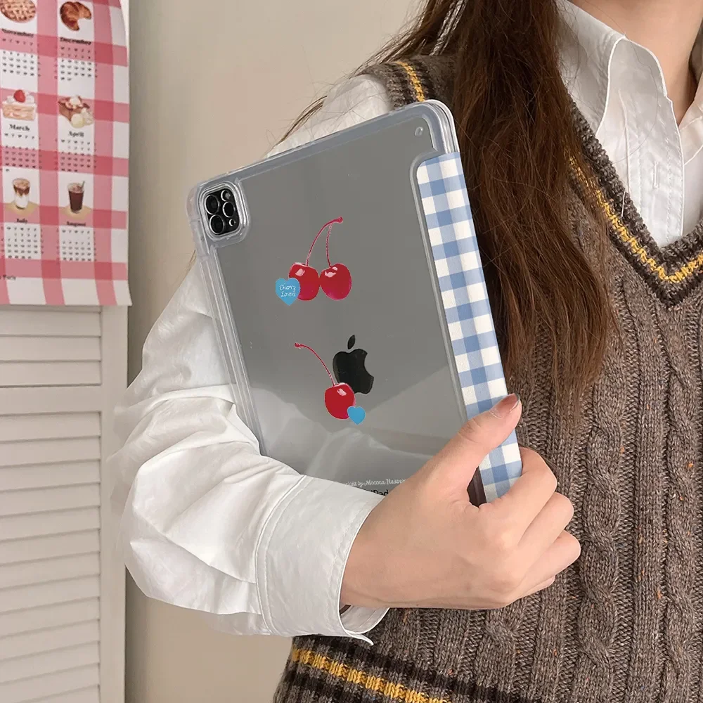 

Checkered Cherry Tablet Case For iPad Pro 11 12.9 13 8.3 M4 M5 9.7 10.2 5/6th 7/8/9 10th 11th Mini 6 7 Air 3 4 5 6 Stand Cover