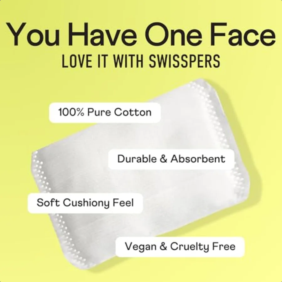 Swisspers Cuscini in cotone premium 100 antenne di bellezza ultra morbide naturali per viso occhi Cuscinetti per la cura della pelle vegani più crueltyfree per Wo
