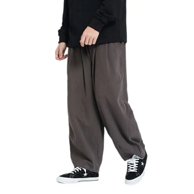 

Korean Men Loose Straight Wide Leg Cargo Pants Japanese Minimalist Lightweight Casual Work Trousers Unisex Streetwear
