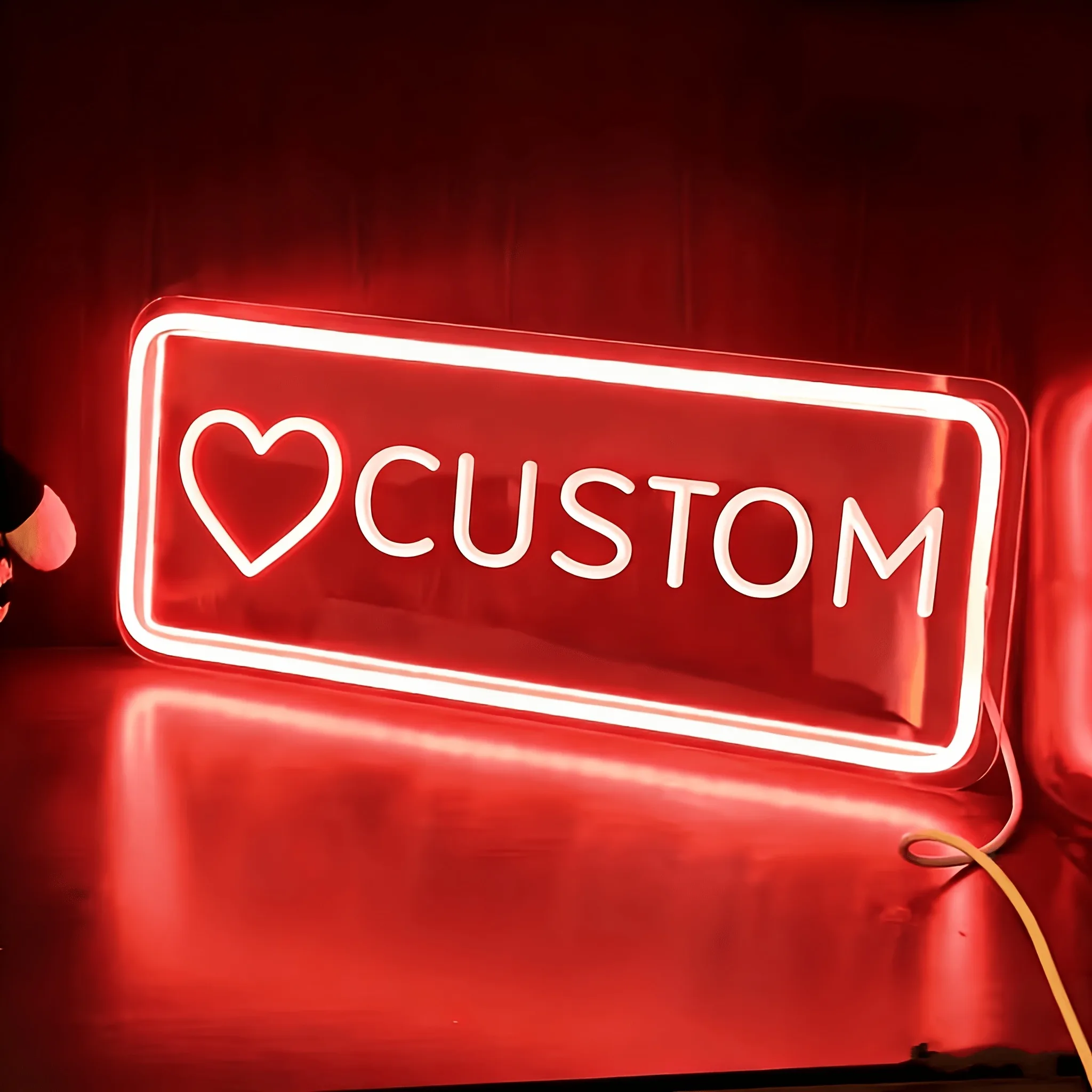 Custom LED Neon Sign Heart-Shaped Personalized Engraved Wall Light, USB Powered for Bedroom, Bar, Game Room, Holiday Gift