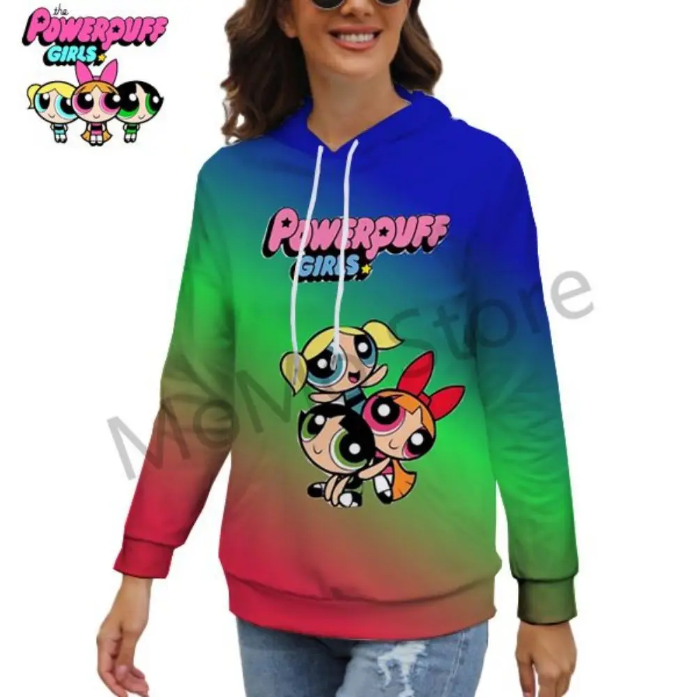 Men's The Powerpuff Girls Women's Hoodies Streetwear High Quality 2024 New Lovely Pullovers Ladies Fashion Kawaii Black Hoodie