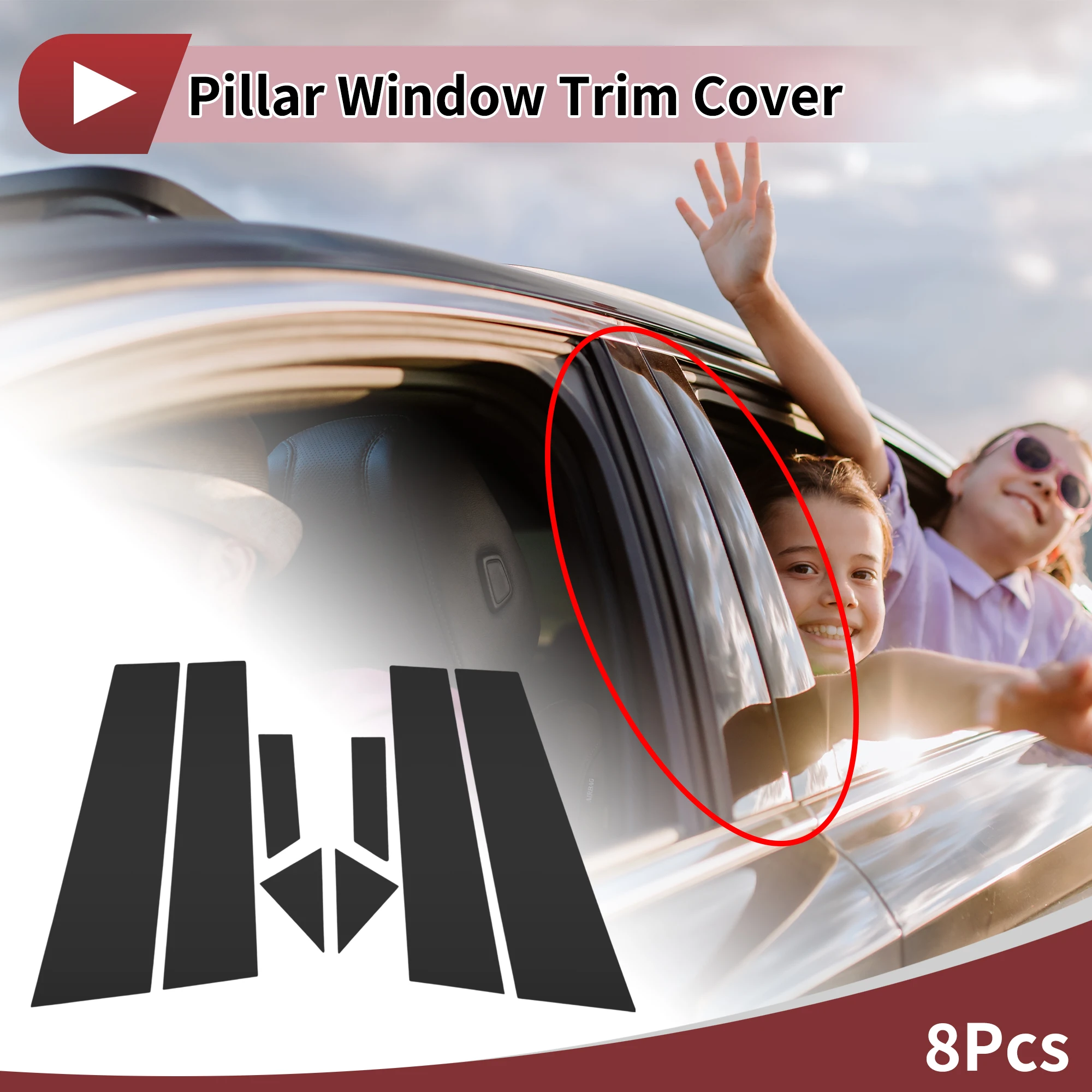 

UXCELL Door Pillar Window Trim for Nissan Bluebird 15-21 Black Front Rear Left Right