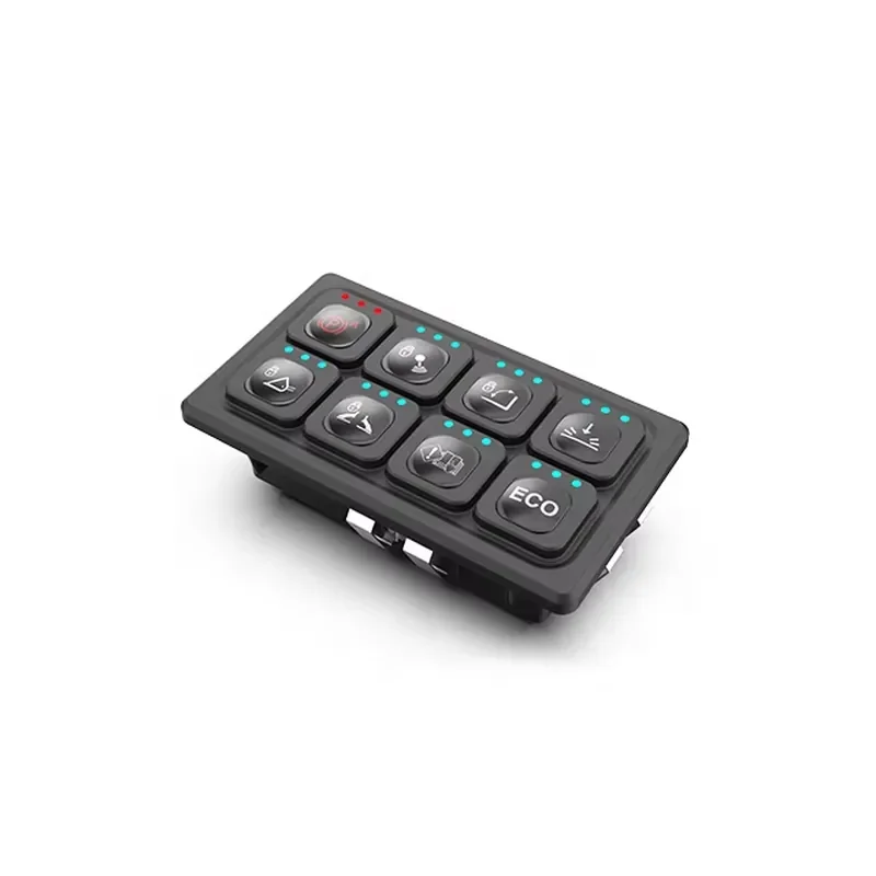 MAF Construction Machinery Silicone Button Pad 8 Keys Push Button Switch Panel Automotive Electronic Backlit Silicone Rubber