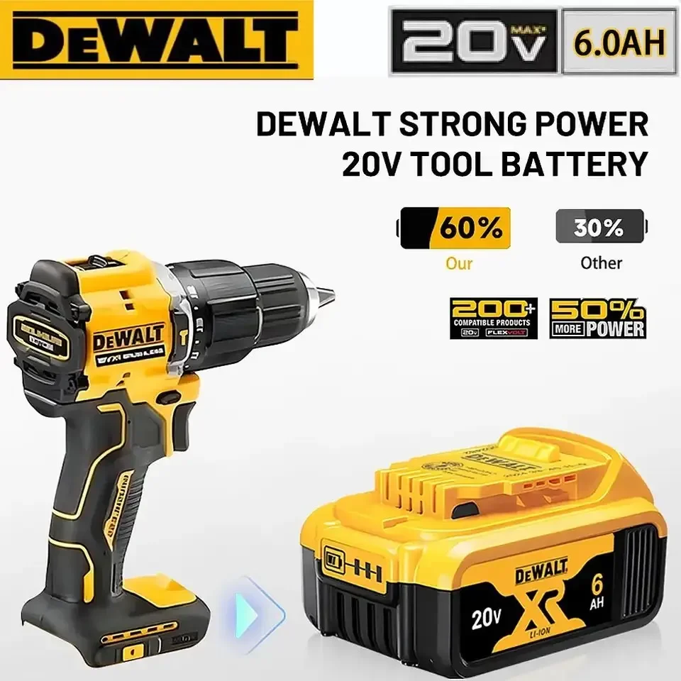 

MAX Flexvolt 20 В Dewalt Батарея 6 Ач Литий-ионная аккумуляторная батарея, Dewalt DCB200 Сменная батарея для электроинструмента DCB609 DCB547