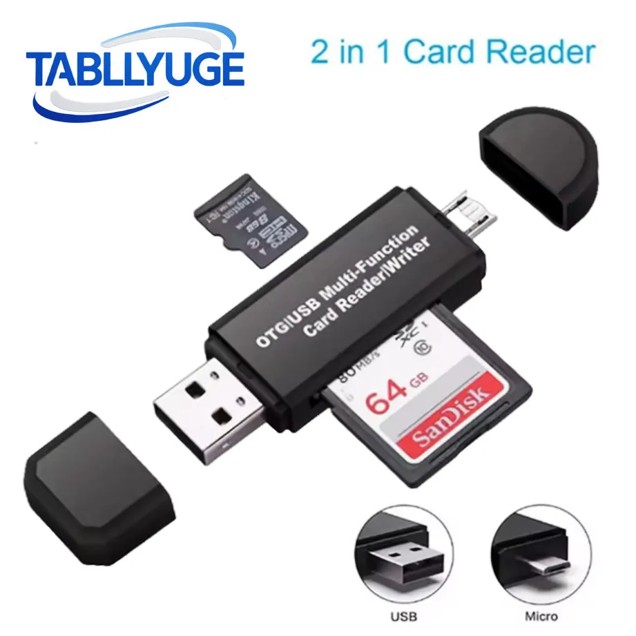 NEW 2 In 1 OTG/USB Multi-Function Card Reader USB Micro Card Reader SD/Micro SD Adapter Flash Drive Smart Memory Card Reader