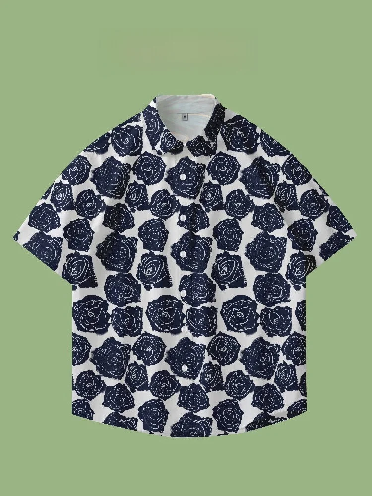 

Summer Floral Casual ort Sve irt Men's Women's Hawaiian Versatile Vintage Sle Polyester Fiber No Iron Treaent