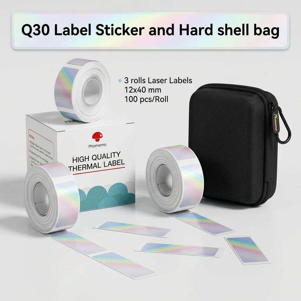 1 roll Laser Label for Phomemo Q30 D30 Label Printer Tape Sticker Waterproof Paper Replacement for Portable Thermal Pirnter