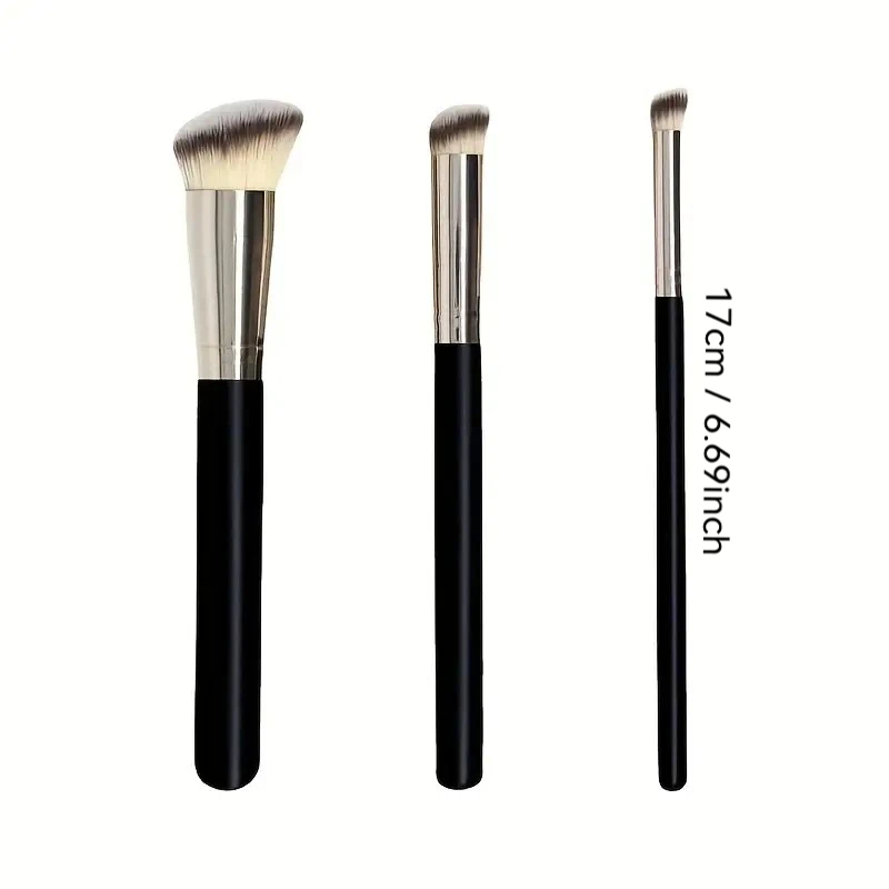 Ensemble de pinceaux anti-cernes 3 pièces – Pinceaux de précision grands, moyens et petits pour sous les yeux, les imperfections et la couverture des taches, professionnels