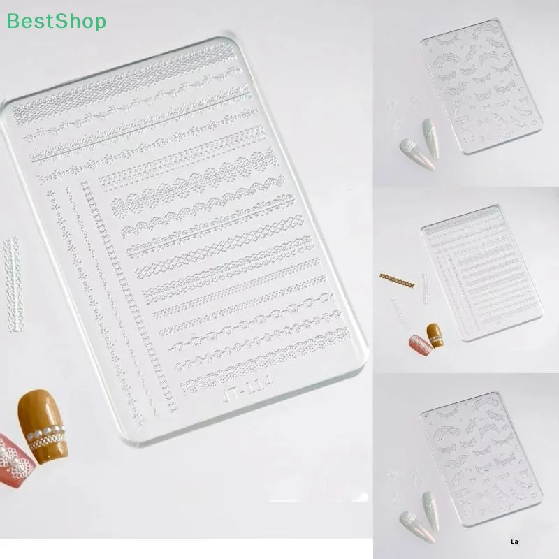 ★ ★ ★ フレンチレースレリーフネイルアートシリコンモールド3D彫刻クリアシリコンマニキュアモールド
